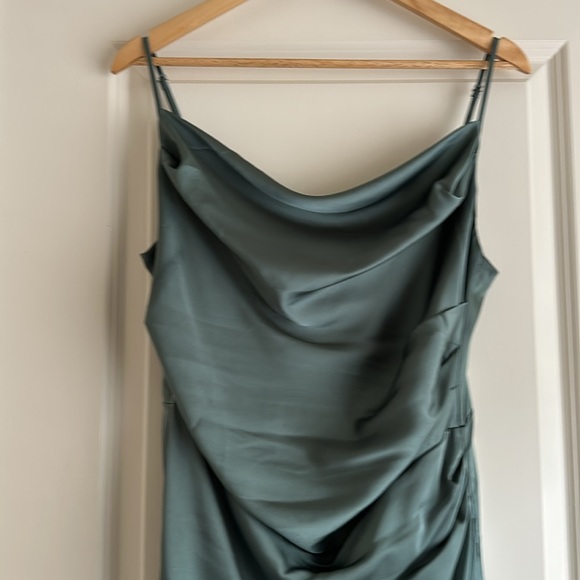 Birdy Grey Lydia Matte Satin Dress in Sea Glass - Picture 5 of 9